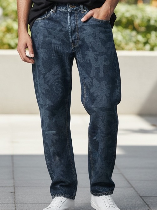 Palm Angels Print Denim Jeans